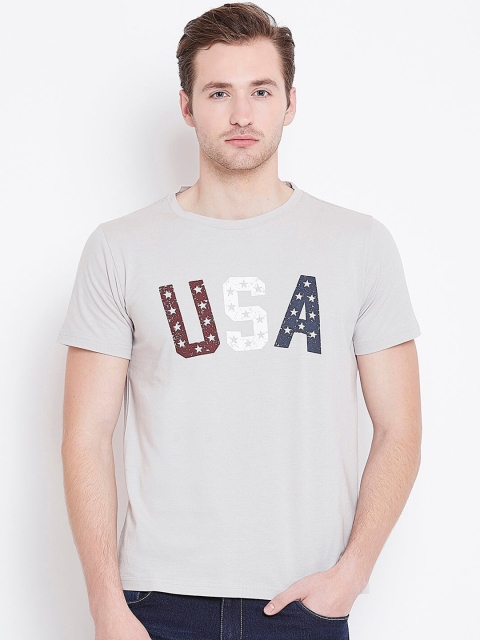 

JUMP USA Men Grey Printed Regular Fit Pure Cotton T-shirt