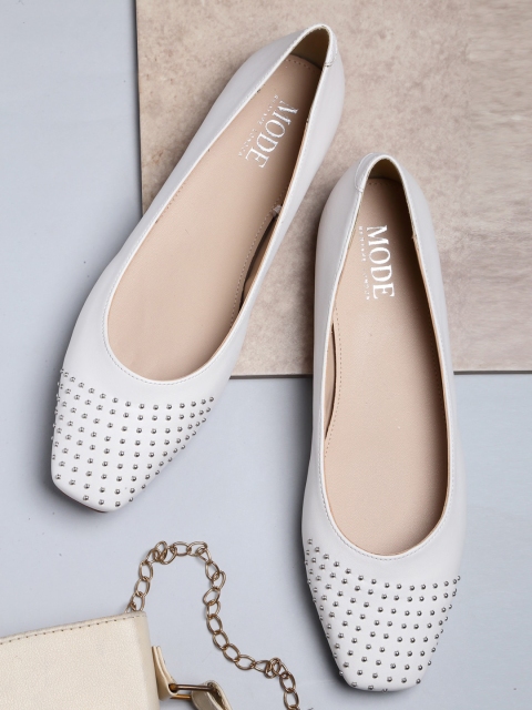 

Mode by Red Tape Women White Ballerinas with Laser Cuts