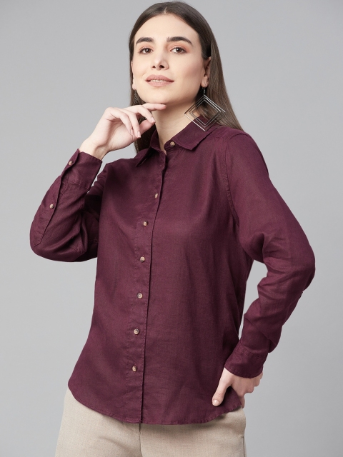 

Marks & Spencer Women Burgundy Pure Linen Solid Casual Shirt