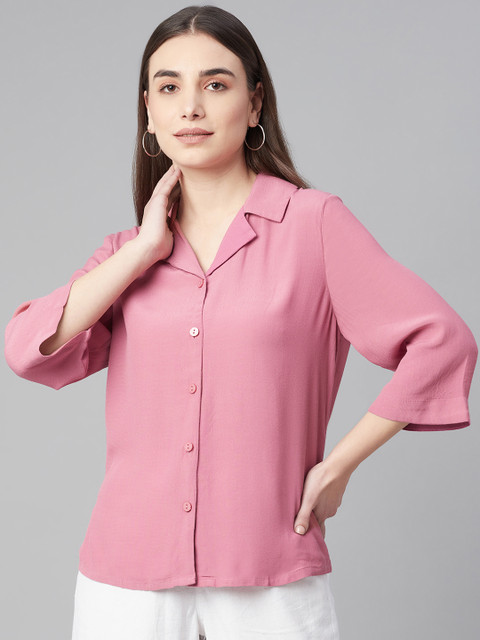 

Marks & Spencer Women Pink Solid Casual Shirt