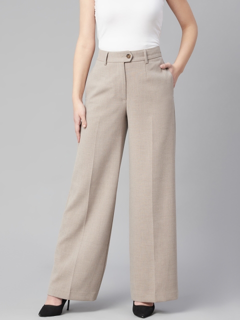 

Marks & Spencer Women Taupe Solid Parallel Trousers