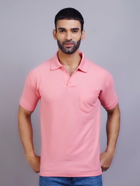 

GRACIT Men Pink Polo Collar Slim Fit T-shirt