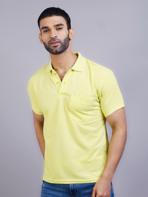 

GRACIT Men Yellow Polo Collar Slim Fit T-shirt