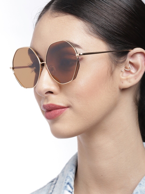 

Pipa Bella Women Statement Metal Framed Brown Solid Hexagon Sunglasses O-DC21SG00116066