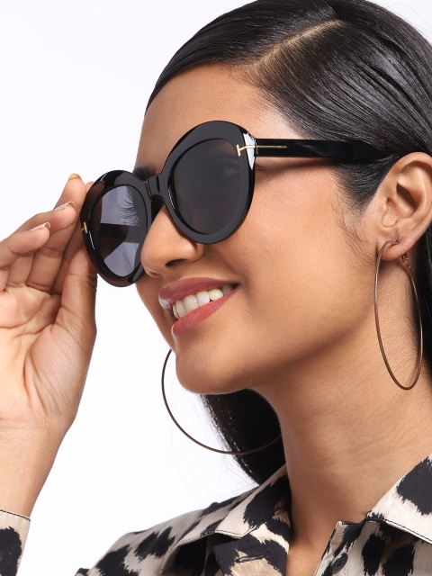 

Pipa Bella Women Purple Lens Cateye Sunglasses with UV Protected Lens, Black