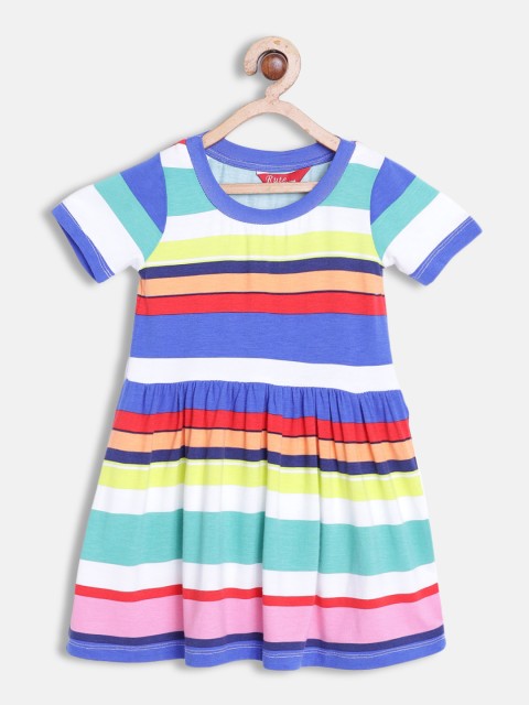 

Rute Girls Multicoloured Striped Cotton Dress, Multi