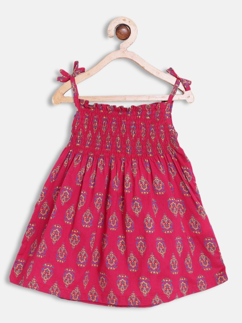 

Rute Girls Blue Ethnic Motifs Smoking Cotton A-Line Dress