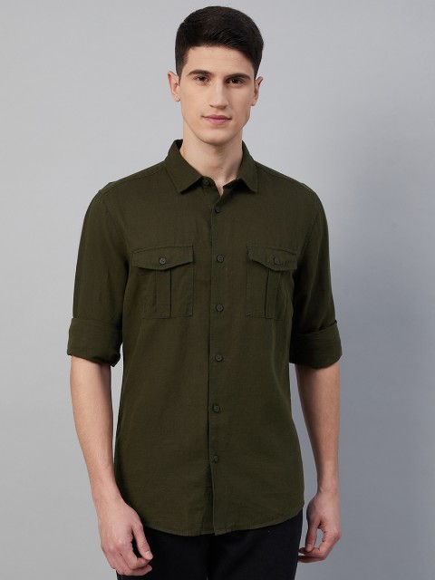 

Marks & Spencer Men Olive Green Slim Fit Casual Shirt