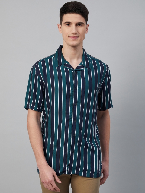 

Marks & Spencer Men Blue Striped Casual Shirt