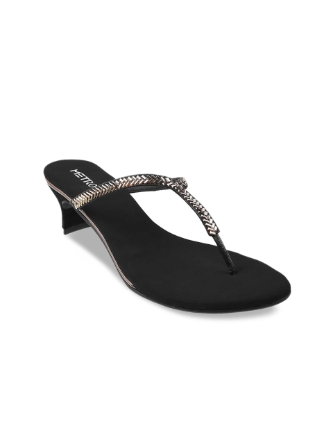 

Metro Black Embellished Kitten Sandals