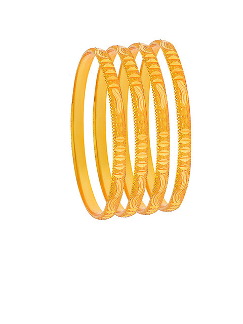 

Shining Jewel - By Shivansh Set of 4 Gold-Plated Traditional Designer Bangles
