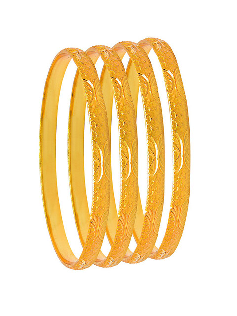 

Shining Jewel - By Shivansh Set Of 4 Gold-Plated Traditional Bangles