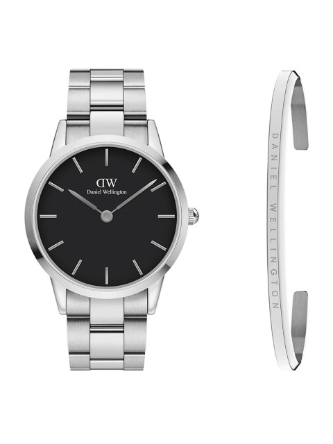 

Daniel Wellington Men Silver-Toned & Black Iconic Motin Watch Gift Set