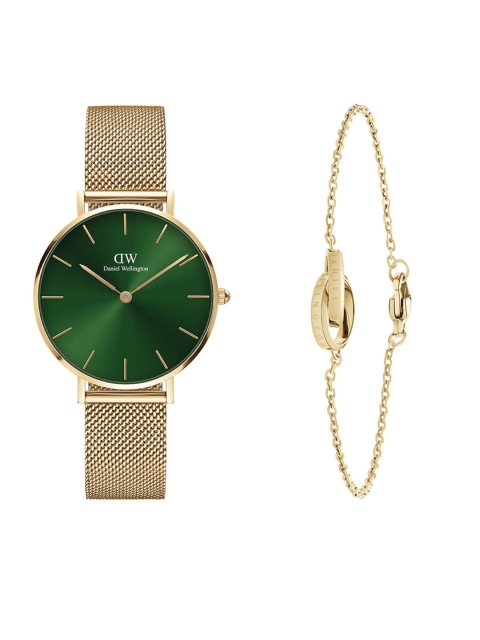 

Daniel Wellington Women Gold-Toned & Green Stainless Steel Watch Gift Set DW00501385