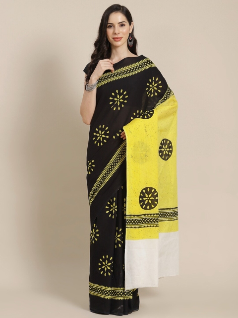 

Libas Black & Yellow Ethnic Motifs Pure Cotton Saree