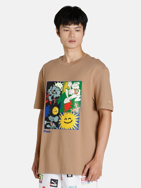 

Puma Men Beige & Multicoloured Adventure Planet Graphic T-shirt