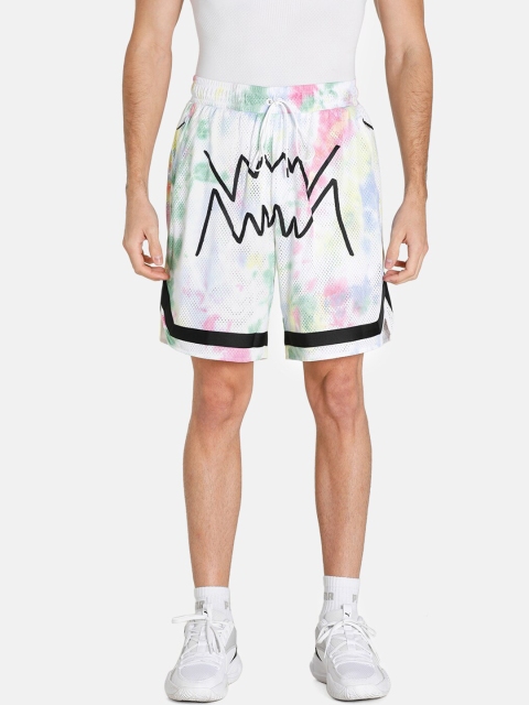 

Puma Men White & Pink Printed Tie and Dye Sports Shorts
