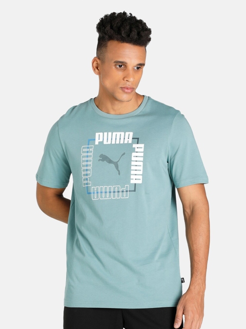 

Puma Men Blue & White Brand Logo Printed Cotton T-shirt