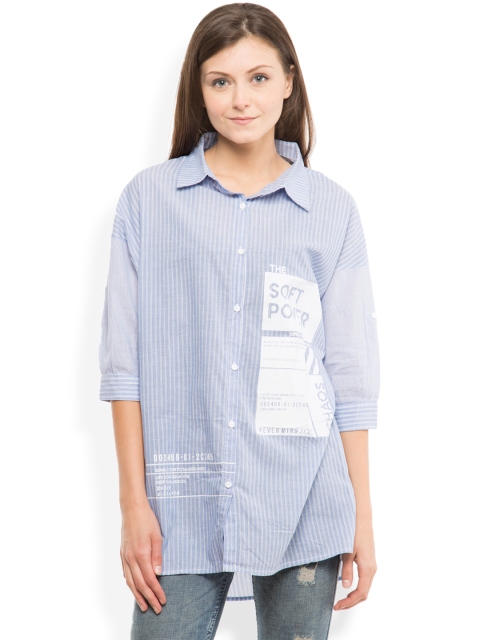 

Tokyo Talkies Blue Striped Tunic