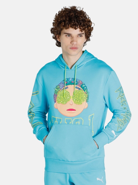 

Puma Men Blue & Beige Rick & Morty Printed Hooded Cotton Sweatshirt