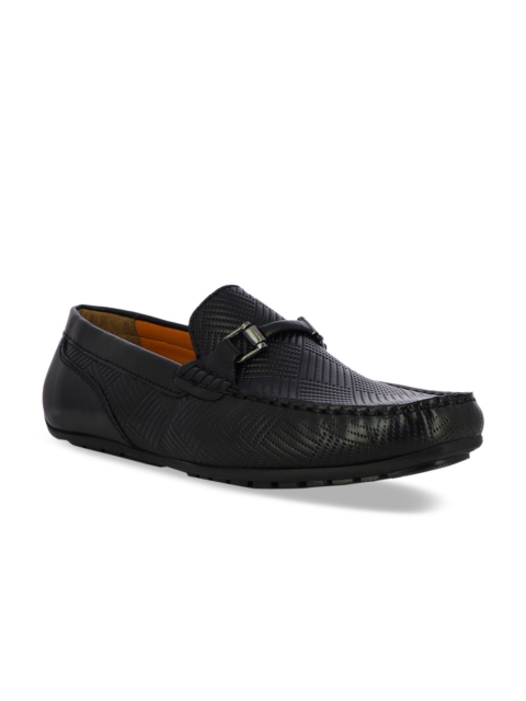 

Alberto Torresi Men Black Textured Leather Driving Shoes