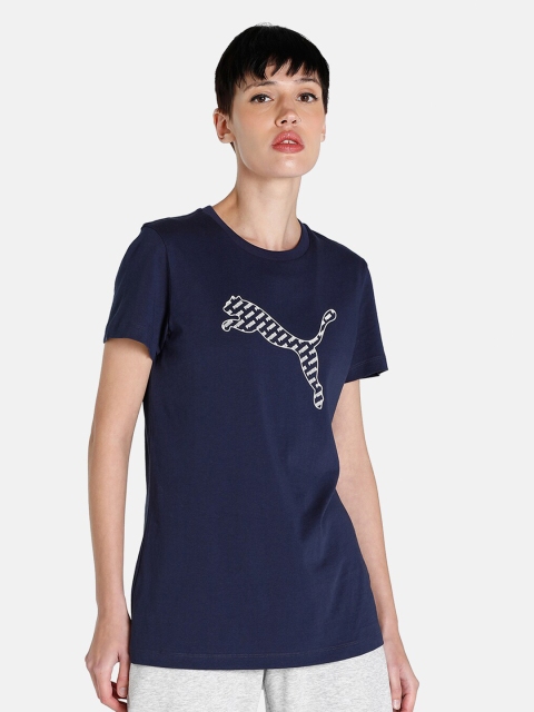 

Puma Women Blue Brand Logo Printed T-shirt