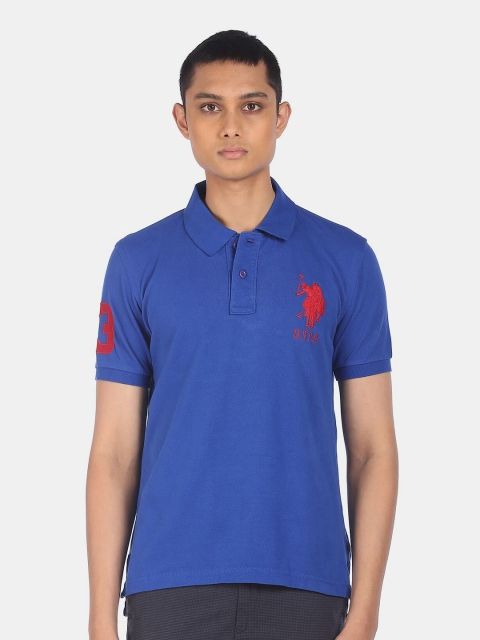 

U S Polo Assn Men Blue Embroidered T-shirt