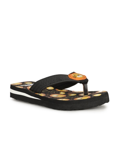 

Bubblegummers Boys Black & Yellow Floral Printed Thong Flip-Flops