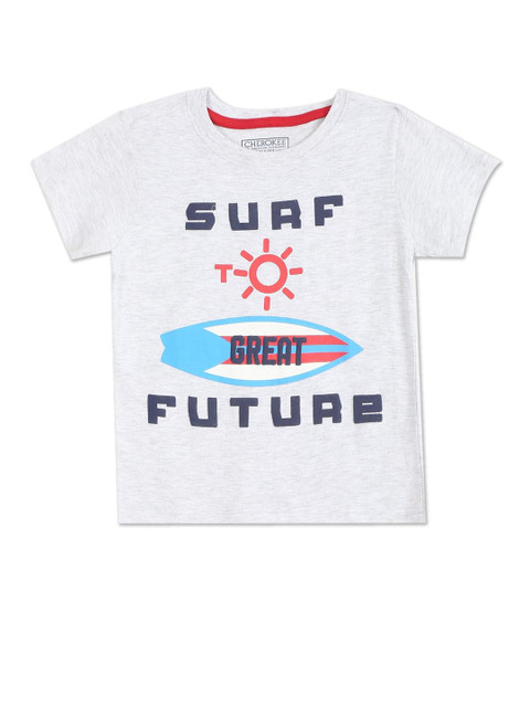 

Cherokee Boys Grey Typography Printed Applique T-shirt