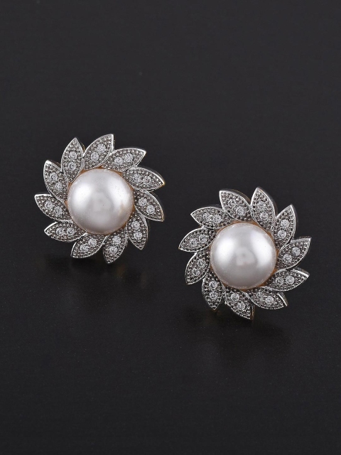 

Tistabene White Contemporary Gold-Plated Studs Earrings
