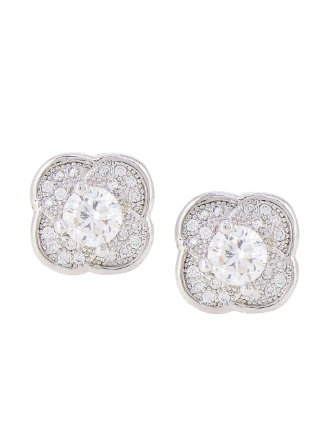 

Tistabene White & Silver-Plated Floral Studs