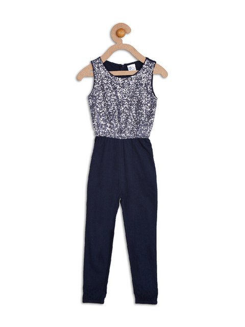 

612 league Girls Navy Blue Sequins Basic Jumpsuit