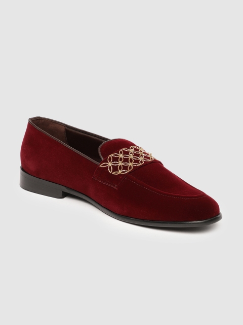 

The Alternate Men Maroon PU Loafers With Embellished Detail