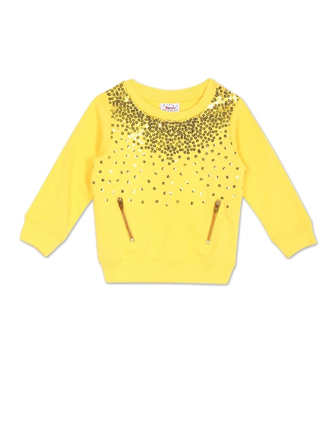 

Donuts Girls Yellow Embellished Sweatshirt