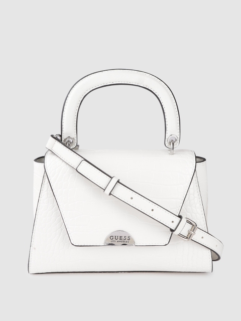 

GUESS White Croc Textured Satchel