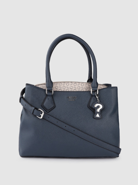 

GUESS Navy Blue Solid Handheld Bag