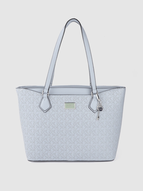 

GUESS Blue Brand Logo Textured Shoulder Bag