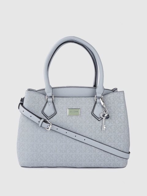 

GUESS Blue Brand Logo Textured Handheld Bag with Detachable Sling Strap