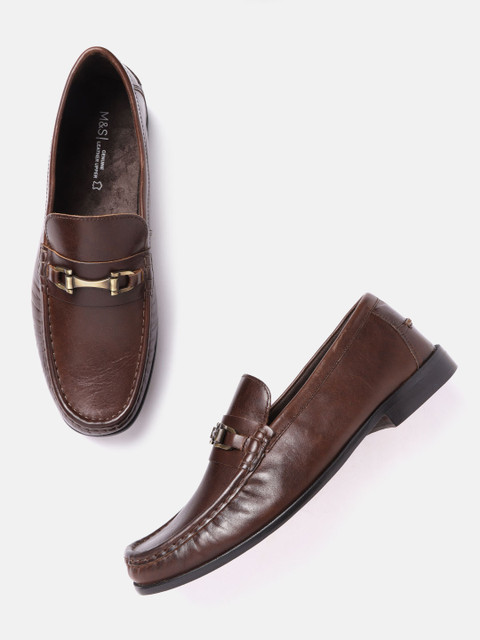 

Marks & Spencer Men Brown Leather Horsebit Loafers