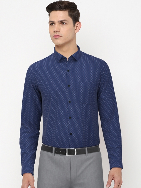 

Peter England Men Navy Blue Printed Formal Shirt