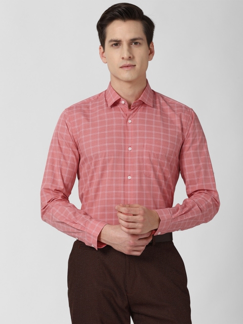

Peter England Men Pink Windowpane Checks Checked Regular Fit Formal Shirt
