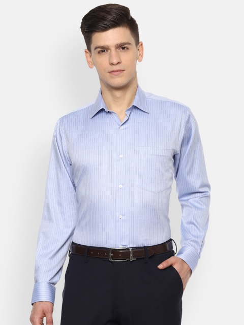 

Van Heusen Men Blue Striped Regular Fit Cotton Formal Shirt
