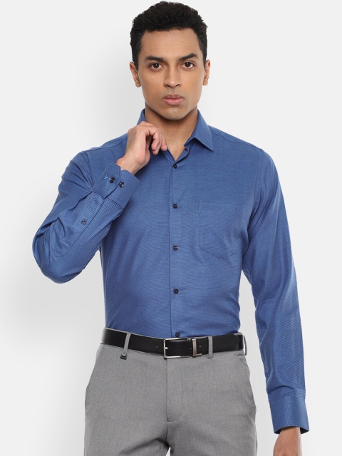 

Van Heusen Men Blue Regular Fit Checked Cotton Formal Shirt