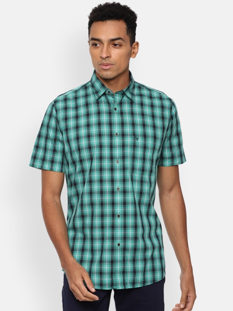 

Van Heusen Sport Men Green Checked Regular Fit Cotton Casual Shirt
