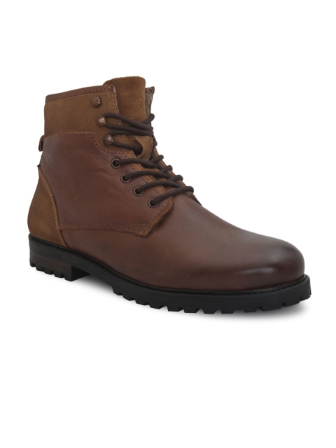 

Alberto Torresi Men Tan Brown High-Top Leather Boots