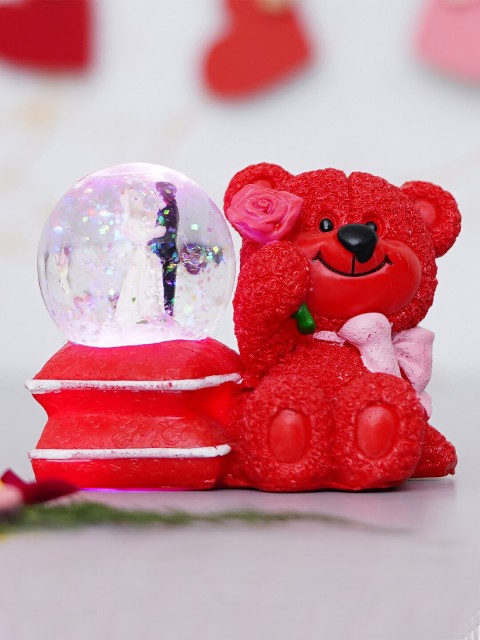 

eCraftIndia Red & White Teddy Bear & Couple Snow Globe with Light