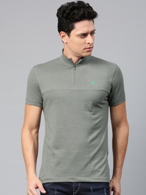 

HRX by Hrithik Roshan Men Charcoal Grey Solid High Neck T-shirt