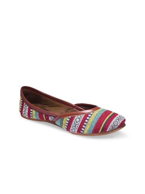

VEGAN BASICS Women Red Striped Ballerinas