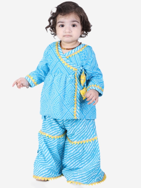 

BownBee Girls Blue Printed Pure Cotton Kurta with Dhoti Pants