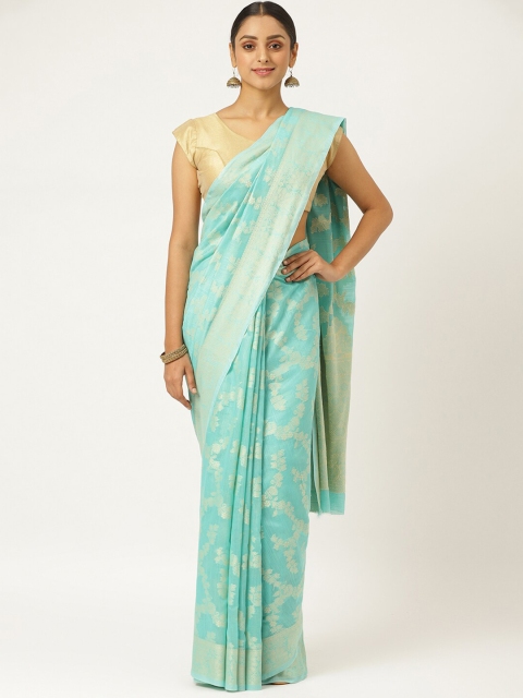 

KARAGIRI Blue & Gold-Toned Woven Design Zari Saree